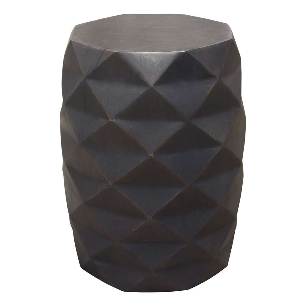 Diamond Sofa - Fig Solid Mango Wood Accent Table in Grey Finish w/ Geometric Motif - FIGETGR veiw 1