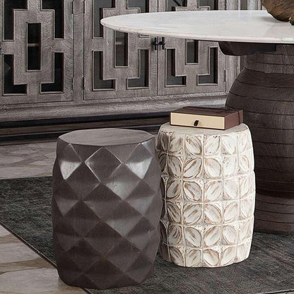 Diamond Sofa - Fig Solid Mango Wood Accent Table in Grey Finish w/ Geometric Motif - FIGETGR veiw 6