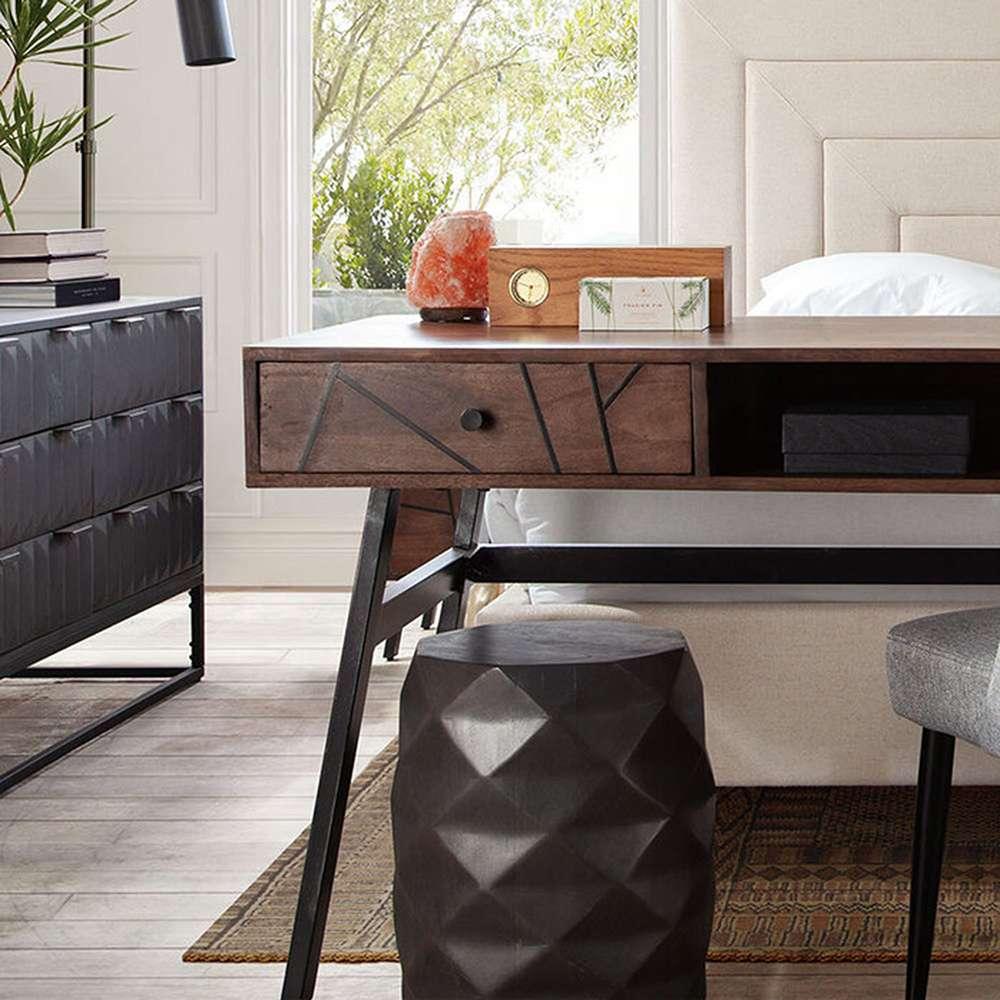 Diamond Sofa - Fig Solid Mango Wood Accent Table in Grey Finish w/ Geometric Motif - FIGETGR veiw 7