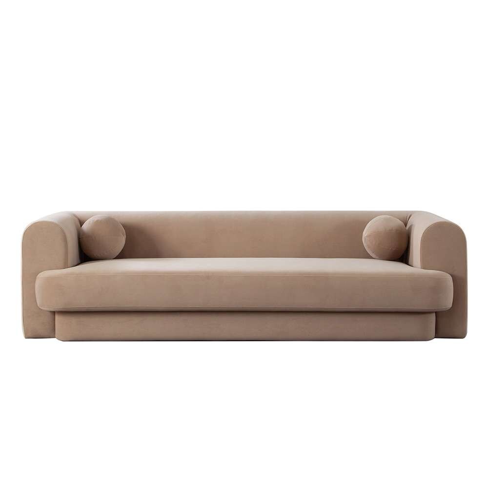 Diamond Sofa - Form Sofa in Camel Performance Velvet w/ (2) Accent Pillow Balls - FORMSOCA veiw 1