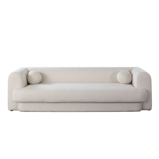 Diamond Sofa - Form Sofa in Ivory Boucle Fabric w/ (2) Accent Pillow Balls - FORMSOIV veiw 1