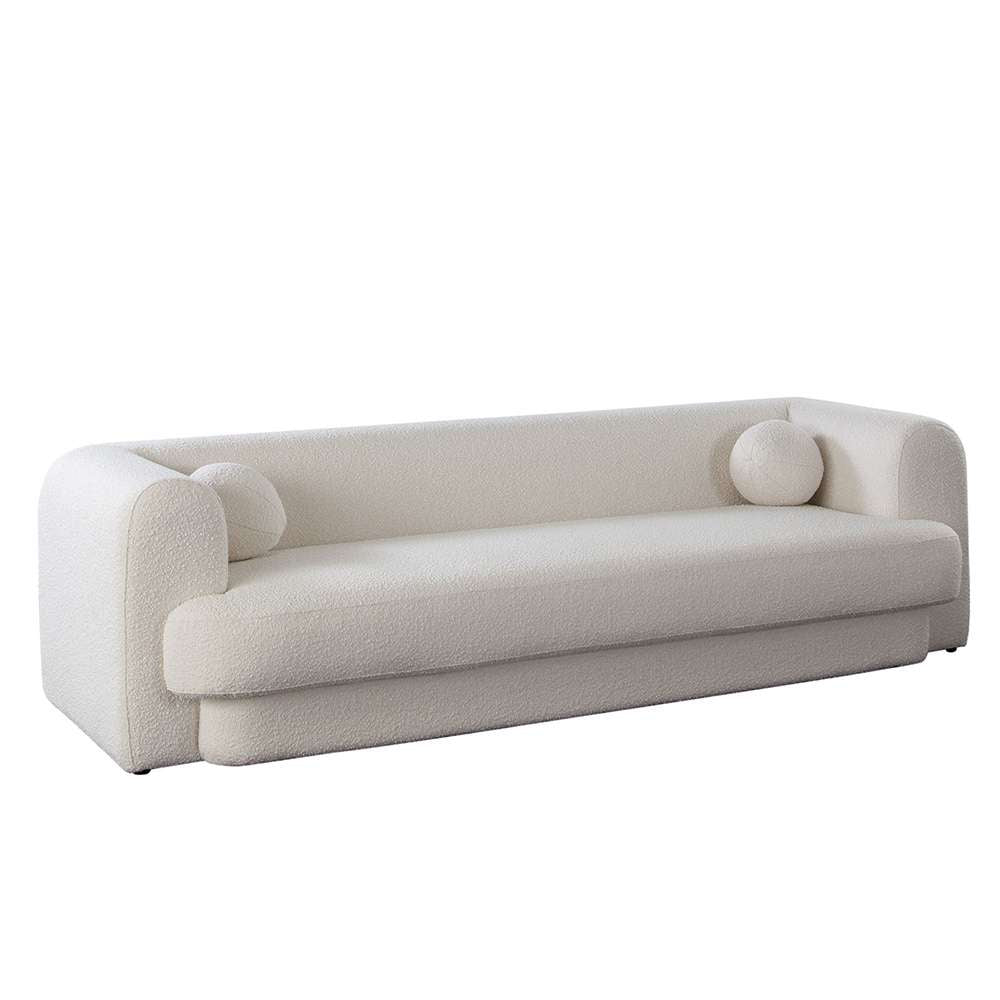 Diamond Sofa - Form Sofa in Ivory Boucle Fabric w/ (2) Accent Pillow Balls - FORMSOIV veiw 10