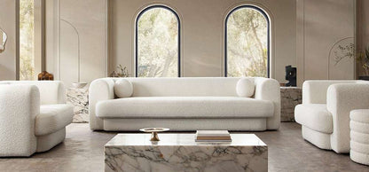 Diamond Sofa - Form Sofa in Ivory Boucle Fabric w/ (2) Accent Pillow Balls - FORMSOIV veiw 11