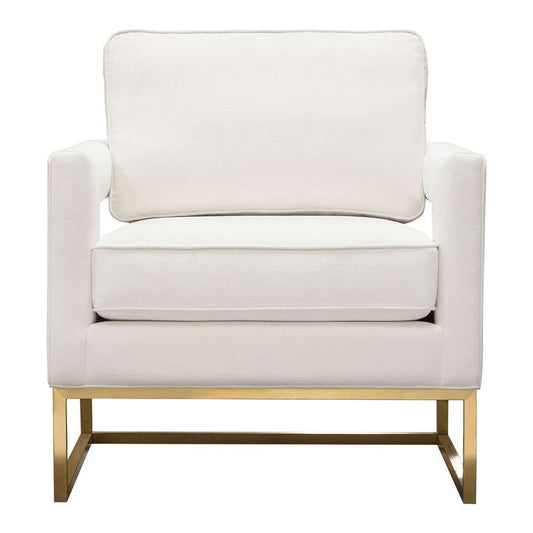 Diamond Sofa - Lake Accent Chair in White Performance Fabric w/ Brushed Gold Metal Base - LAKECHWH_CLOSEOUT veiw 1