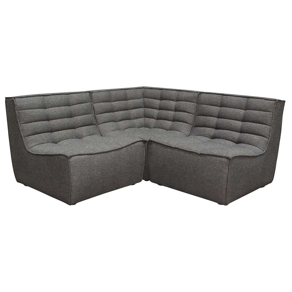 Diamond Sofa - Marshall 3PC Corner Modular Sectional w/ Scooped Seat in Grey Fabric - MARSHALL3PCGR veiw 2