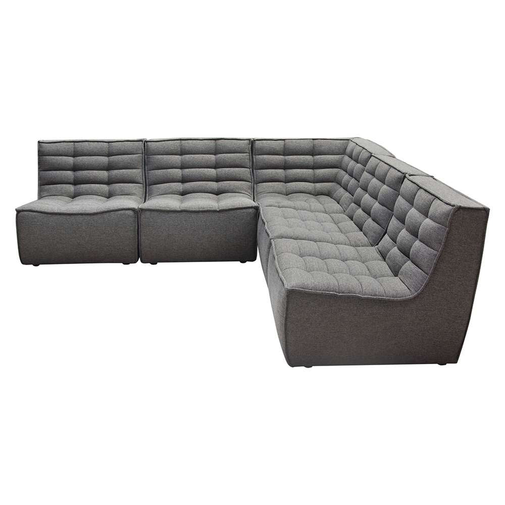 Diamond Sofa - Marshall 5PC Corner Modular Sectional w/ Scooped Seat in Grey Fabric - MARSHALL5PCGR veiw 1