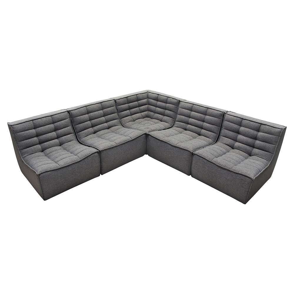 Diamond Sofa - Marshall 5PC Corner Modular Sectional w/ Scooped Seat in Grey Fabric - MARSHALL5PCGR veiw 2