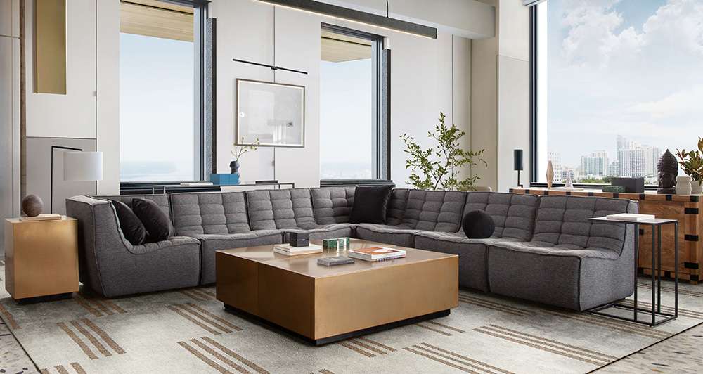 Diamond Sofa - Marshall Scooped Seat Armless Chair in Grey Fabric - MARSHALLACGR veiw 6