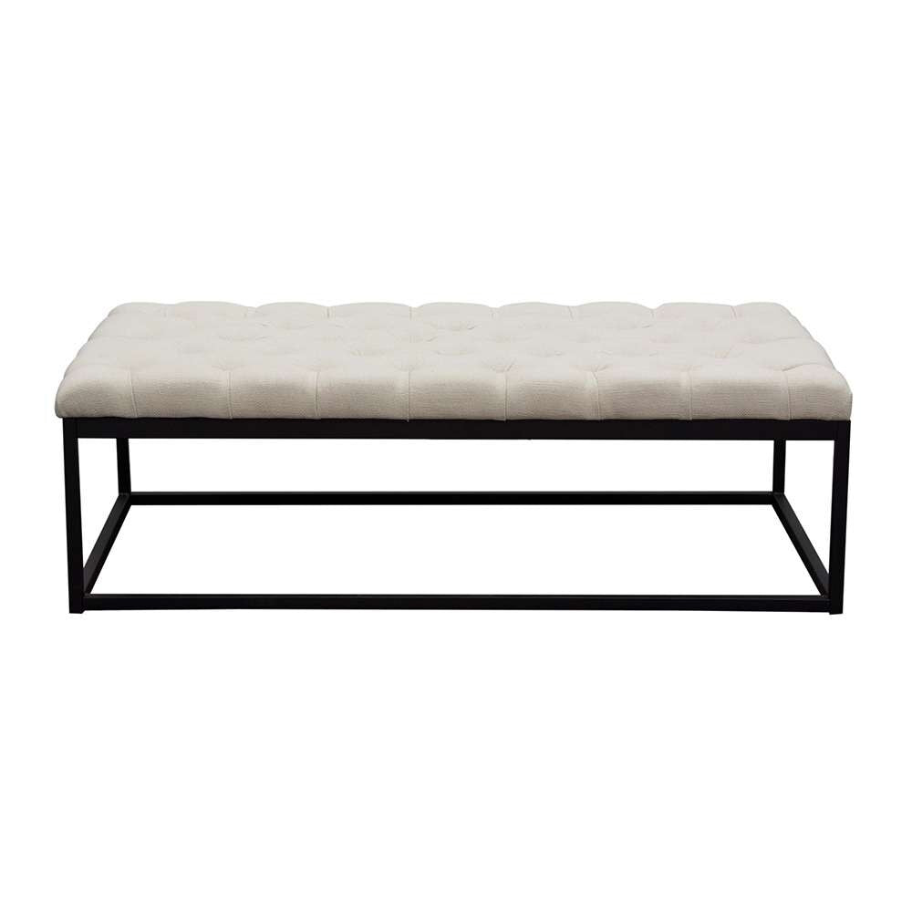 Diamond Sofa - Mateo Black Powder Coat Metal Large Linen Tufted Bench - Desert Sand Linen - MATEOBELSD veiw 1
