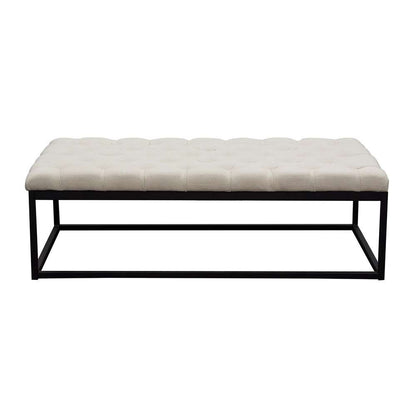Diamond Sofa - Mateo Black Powder Coat Metal Large Linen Tufted Bench - Desert Sand Linen - MATEOBELSD veiw 1