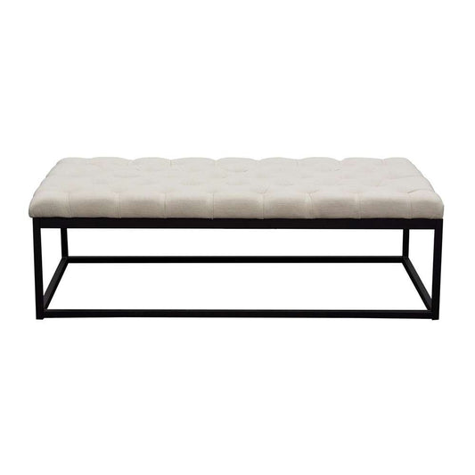Diamond Sofa - Mateo Black Powder Coat Metal Large Linen Tufted Bench - Desert Sand Linen - MATEOBELSD veiw 1