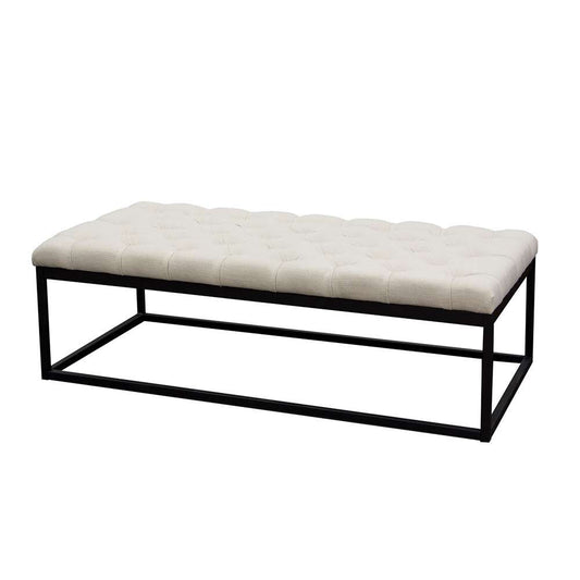 Diamond Sofa - Mateo Black Powder Coat Metal Large Linen Tufted Bench - Desert Sand Linen - MATEOBELSD veiw 2