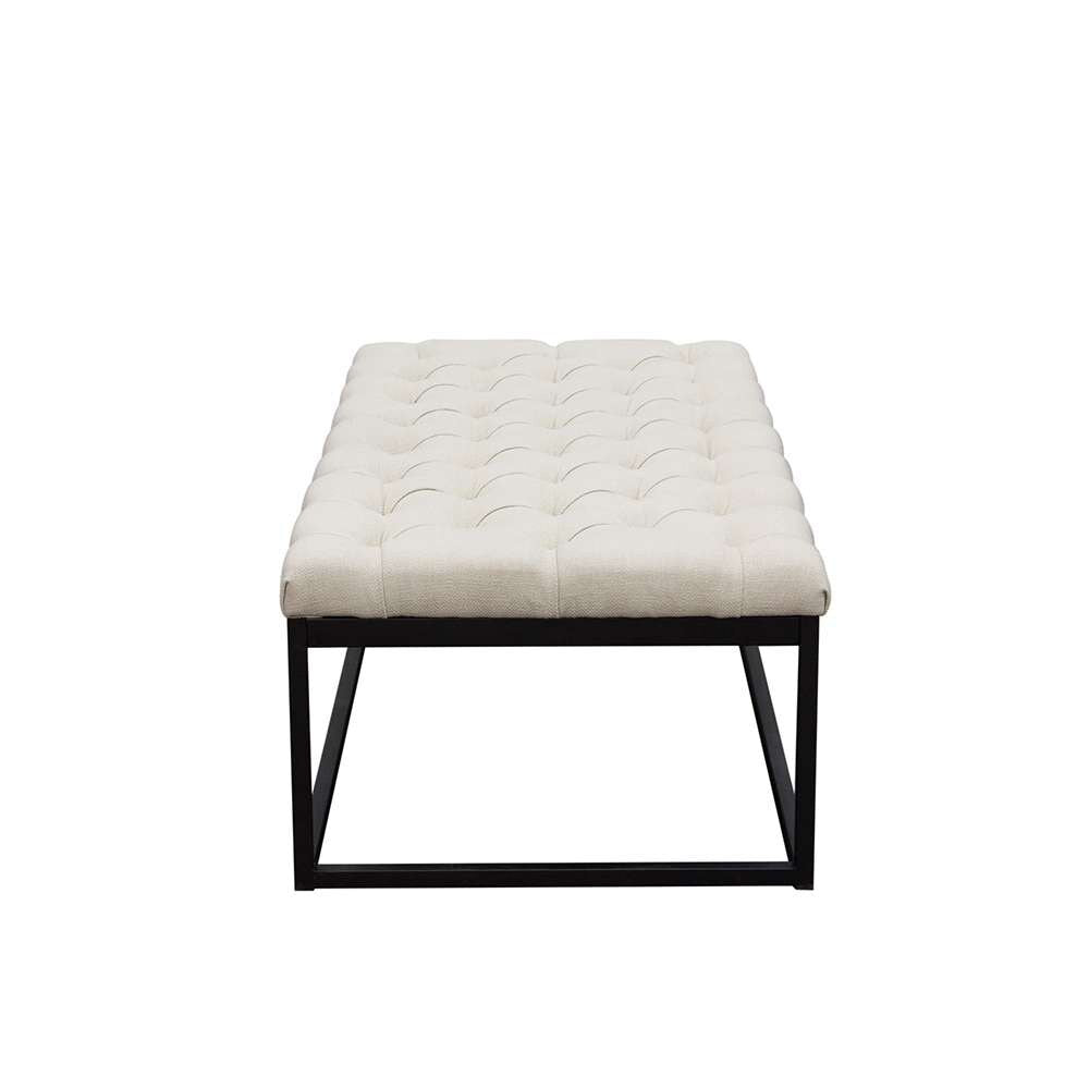 Diamond Sofa - Mateo Black Powder Coat Metal Large Linen Tufted Bench - Desert Sand Linen - MATEOBELSD veiw 3