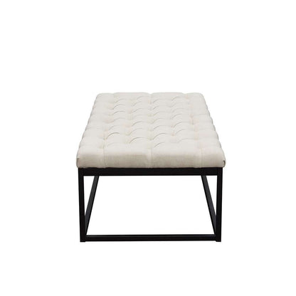 Diamond Sofa - Mateo Black Powder Coat Metal Large Linen Tufted Bench - Desert Sand Linen - MATEOBELSD veiw 3
