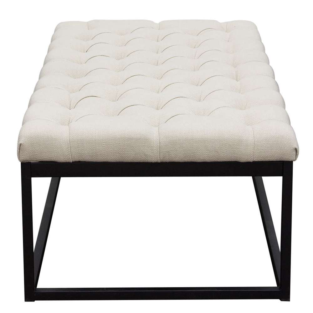 Diamond Sofa - Mateo Black Powder Coat Metal Large Linen Tufted Bench - Desert Sand Linen - MATEOBELSD veiw 4