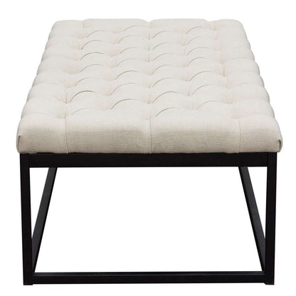 Diamond Sofa - Mateo Black Powder Coat Metal Large Linen Tufted Bench - Desert Sand Linen - MATEOBELSD veiw 4