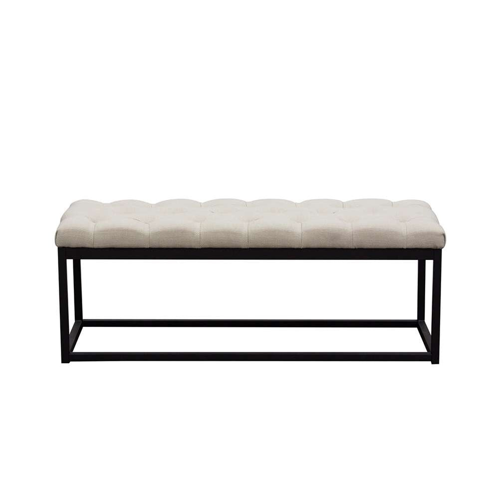 Diamond Sofa - Mateo Black Powder Coat Metal Small Linen Tufted Bench - Desert Sand Linen - MATEOBESSD veiw 1