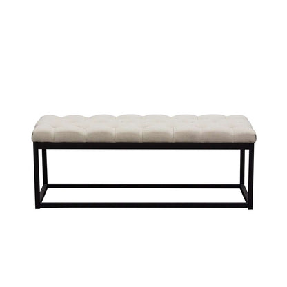 Diamond Sofa - Mateo Black Powder Coat Metal Small Linen Tufted Bench - Desert Sand Linen - MATEOBESSD veiw 1