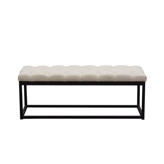 Diamond Sofa - Mateo Black Powder Coat Metal Small Linen Tufted Bench - Desert Sand Linen - MATEOBESSD veiw 1