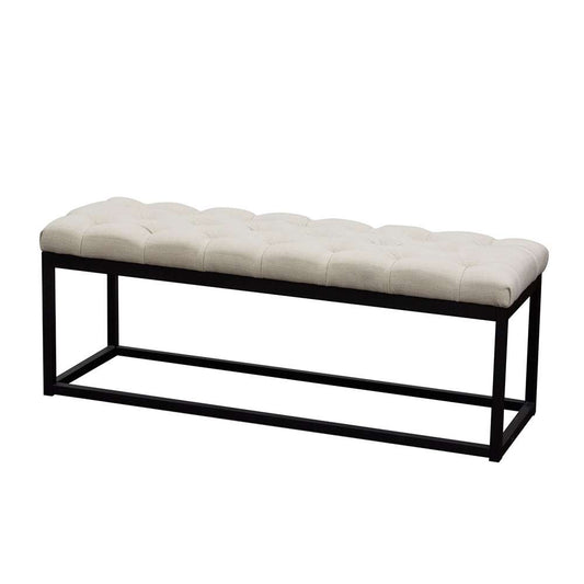Diamond Sofa - Mateo Black Powder Coat Metal Small Linen Tufted Bench - Desert Sand Linen - MATEOBESSD veiw 2
