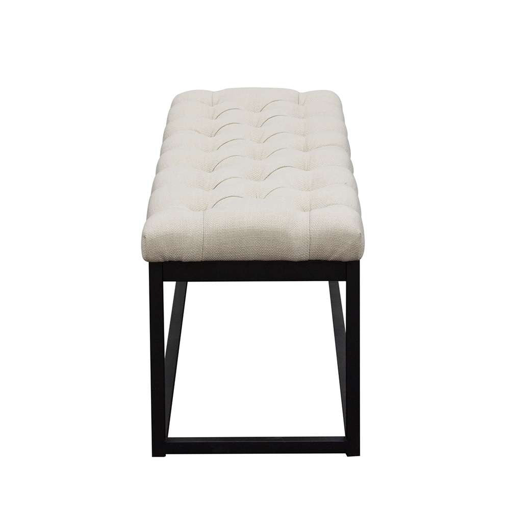 Diamond Sofa - Mateo Black Powder Coat Metal Small Linen Tufted Bench - Desert Sand Linen - MATEOBESSD veiw 3
