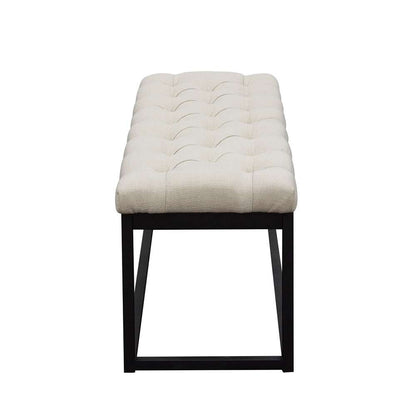 Diamond Sofa - Mateo Black Powder Coat Metal Small Linen Tufted Bench - Desert Sand Linen - MATEOBESSD veiw 3