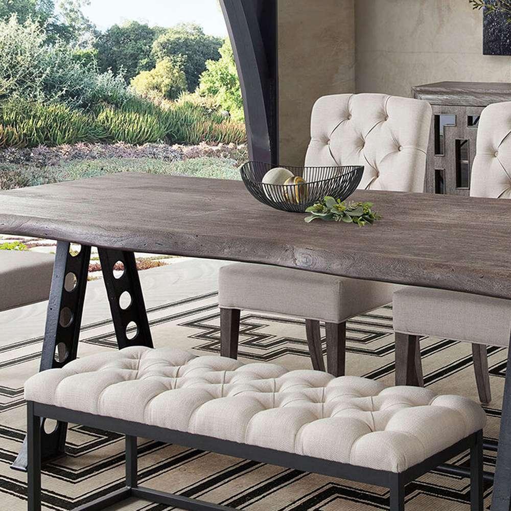 Diamond Sofa - Mateo Black Powder Coat Metal Small Linen Tufted Bench - Desert Sand Linen - MATEOBESSD veiw 9