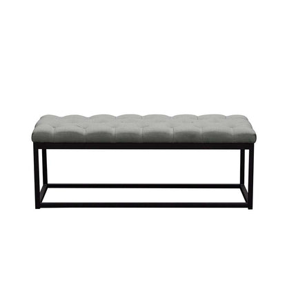 Diamond Sofa - Mateo Black Powder Coat Metal Small Linen Tufted Bench - Grey - MATEOBESGR veiw 1