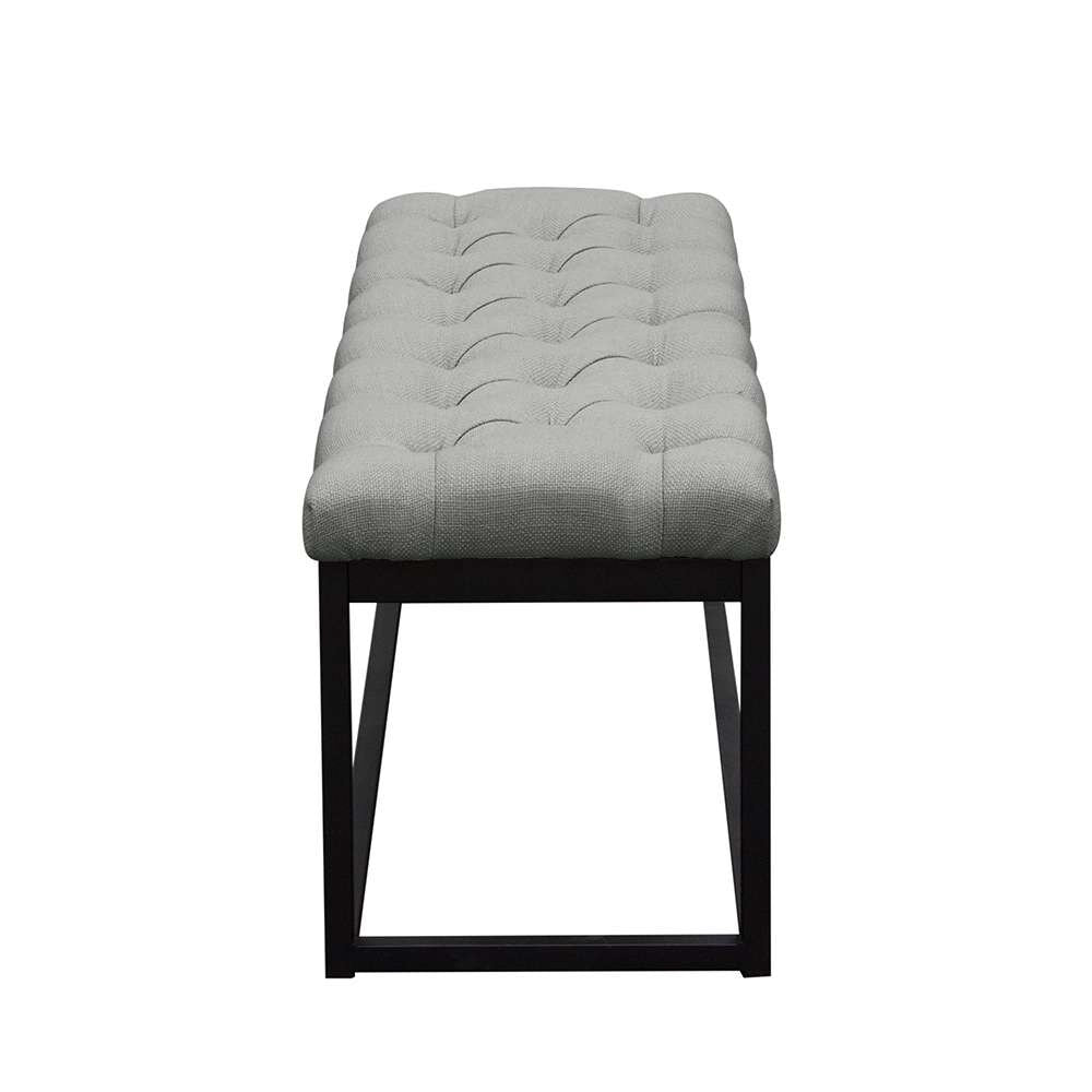 Diamond Sofa - Mateo Black Powder Coat Metal Small Linen Tufted Bench - Grey - MATEOBESGR veiw 3