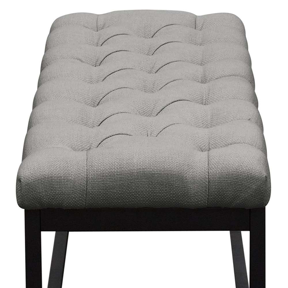 Diamond Sofa - Mateo Black Powder Coat Metal Small Linen Tufted Bench - Grey - MATEOBESGR veiw 4