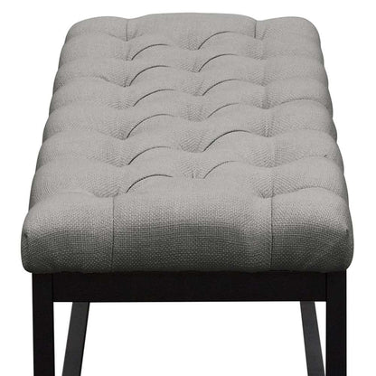 Diamond Sofa - Mateo Black Powder Coat Metal Small Linen Tufted Bench - Grey - MATEOBESGR veiw 4