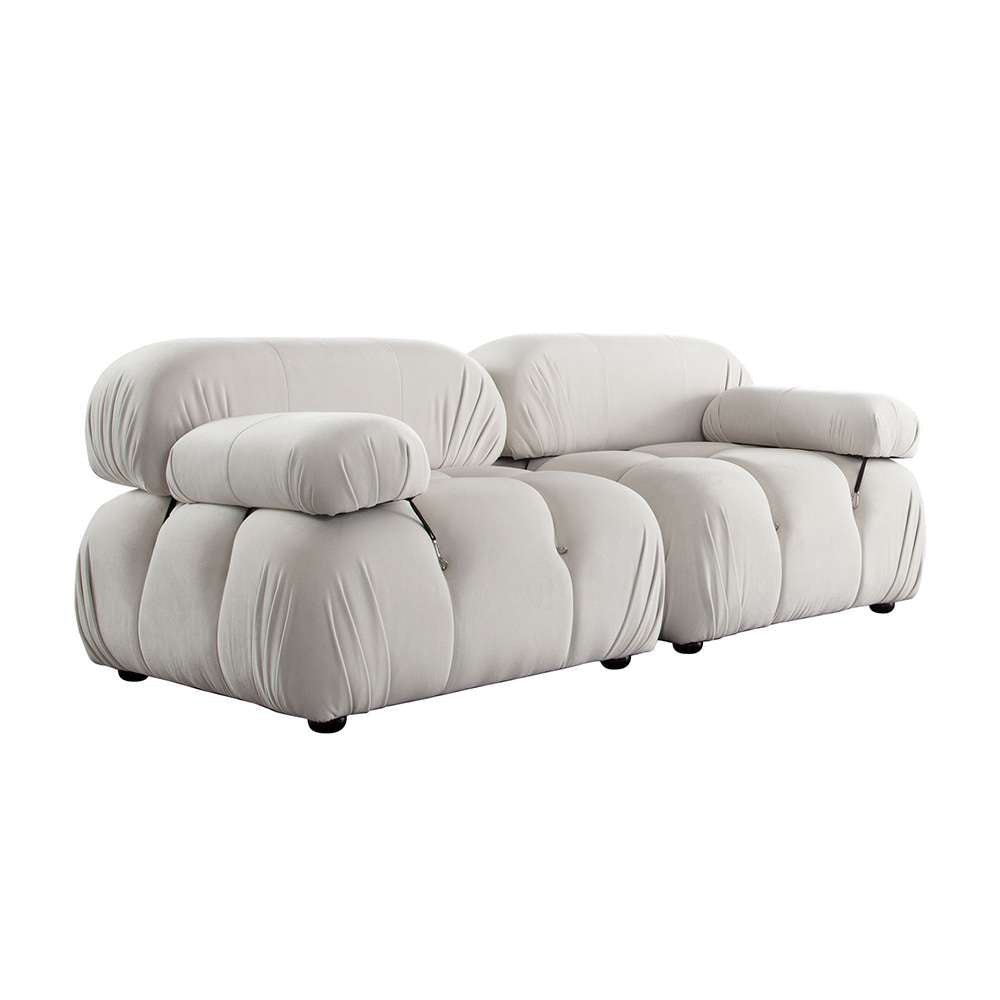 Diamond Sofa - Paloma 2PC Modular 74 Inch Sofa in Light Cream Velvet - PALOMA1LC1RCCM veiw 2