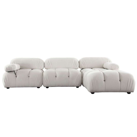 Diamond Sofa - Paloma 4PC Modular 111 Inch Reversible Chaise Sectional in Light Cream Velvet - PALOMA1LC1AC1RC1OTCM veiw 1