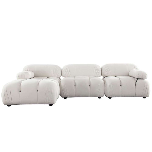Diamond Sofa - Paloma 4PC Modular 111 Inch Reversible Chaise Sectional in Light Cream Velvet - PALOMA1LC1AC1RC1OTCM veiw 2