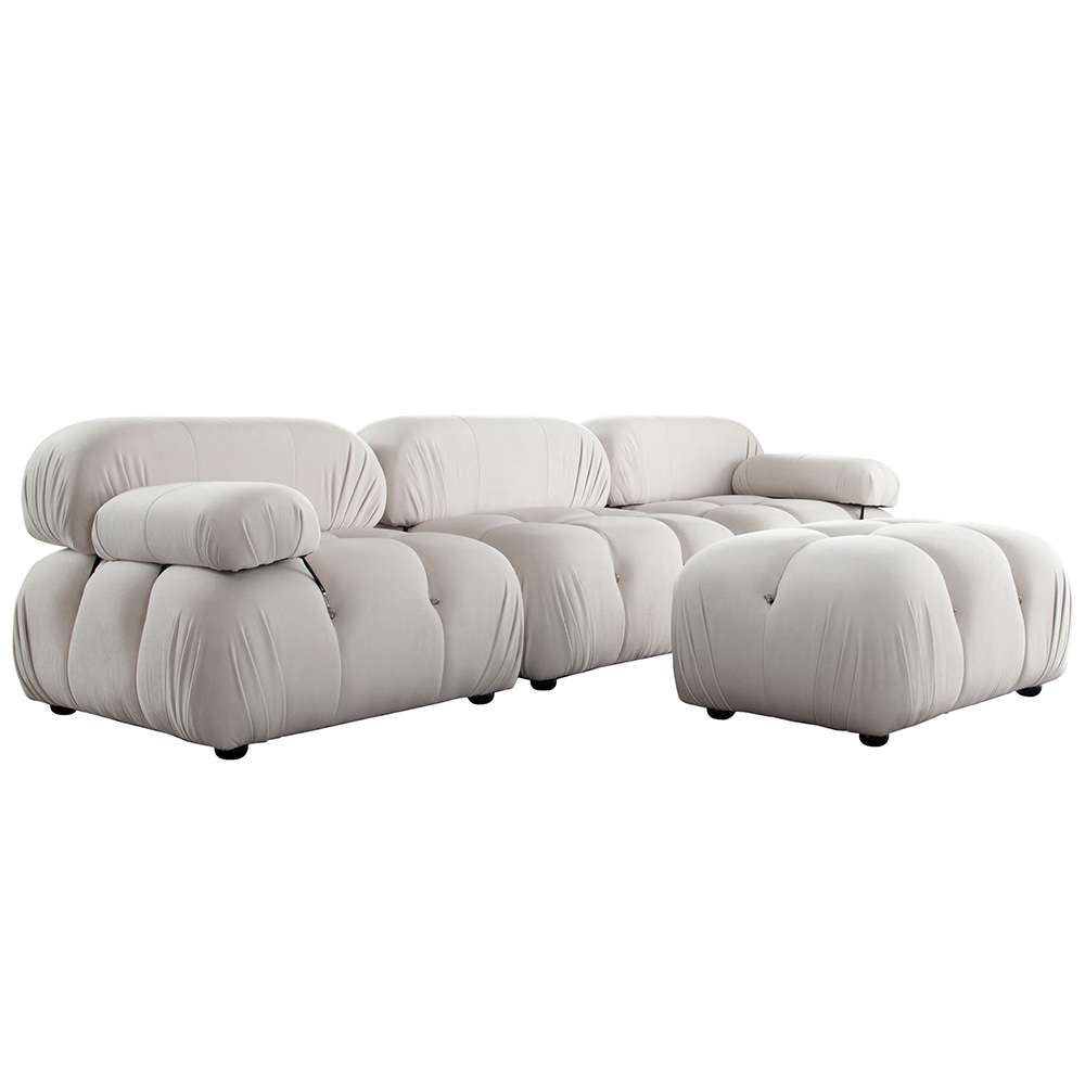 Diamond Sofa - Paloma 4PC Modular 111 Inch Reversible Chaise Sectional in Light Cream Velvet - PALOMA1LC1AC1RC1OTCM veiw 13