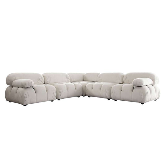 Diamond Sofa - Paloma 5PC Modular 111 Inch Corner Sectional in Light Cream Velvet - PALOMA1LC2AC1SC1RCCM veiw 1