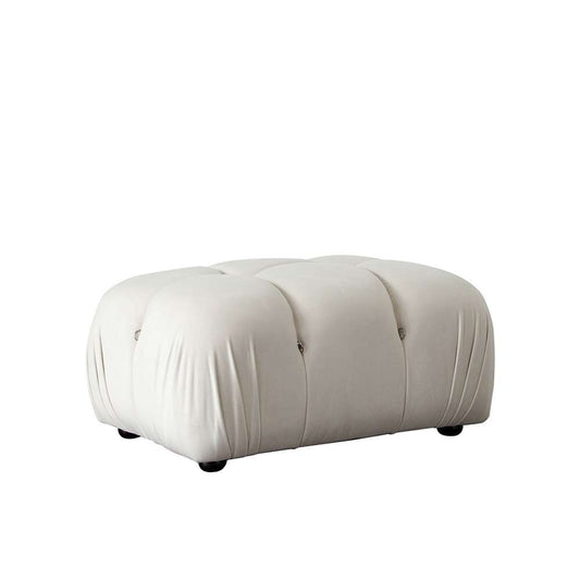 Diamond Sofa - Paloma Rectangle Ottoman in Light Cream Velvet - PALOMAOTCM veiw 2