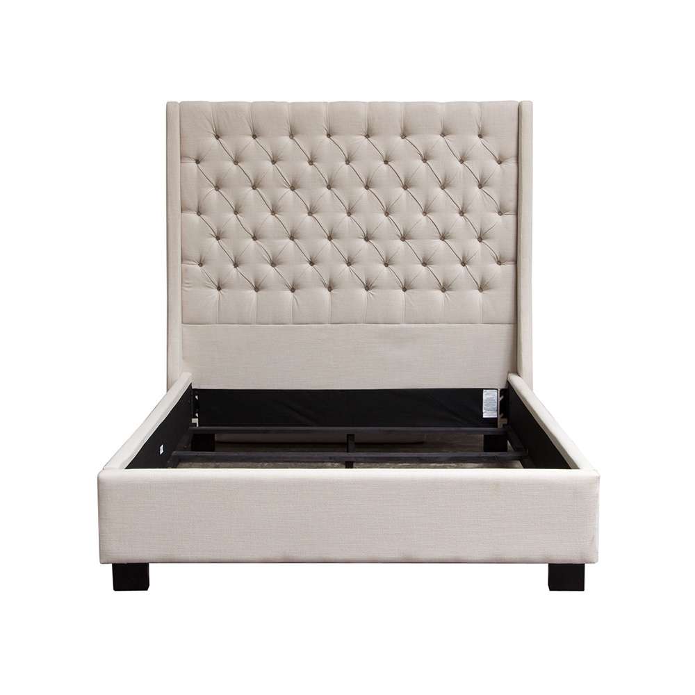 Diamond Sofa - Park Avenue Eastern King Tufted Bed with Vintage Wing in Desert Sand Linen - PARKAVESDEKBED veiw 1