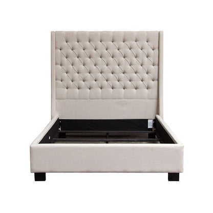 Diamond Sofa - Park Avenue Eastern King Tufted Bed with Vintage Wing in Desert Sand Linen - PARKAVESDEKBED veiw 1