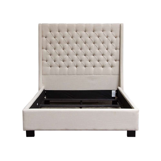 Diamond Sofa - Park Avenue Eastern King Tufted Bed with Vintage Wing in Desert Sand Linen - PARKAVESDEKBED veiw 1