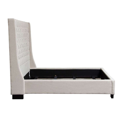 Diamond Sofa - Park Avenue Eastern King Tufted Bed with Vintage Wing in Desert Sand Linen - PARKAVESDEKBED veiw 3