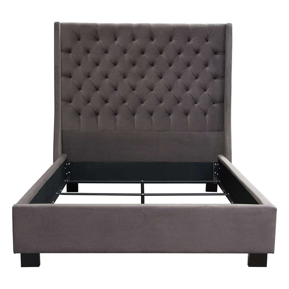 Diamond Sofa - Park Avenue Eastern King Tufted Bed with Vintage Wing in Smoke Grey Velvet - PARKAVESKEKBED veiw 1