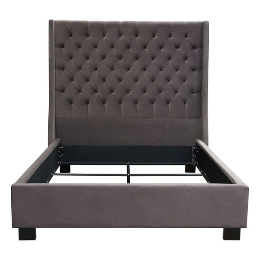 Diamond Sofa - Park Avenue Eastern King Tufted Bed with Vintage Wing in Smoke Grey Velvet - PARKAVESKEKBED veiw 1