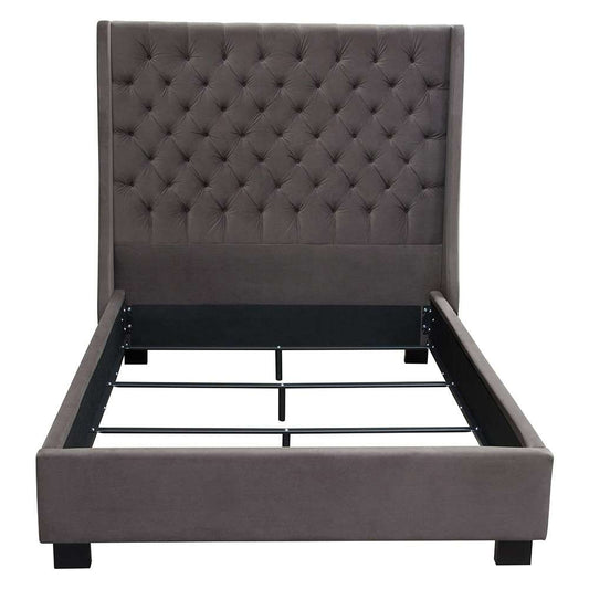 Diamond Sofa - Park Avenue Eastern King Tufted Bed with Vintage Wing in Smoke Grey Velvet - PARKAVESKEKBED veiw 2