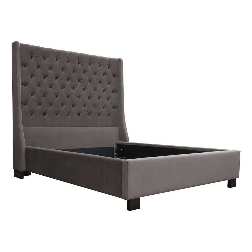 Diamond Sofa - Park Avenue Eastern King Tufted Bed with Vintage Wing in Smoke Grey Velvet - PARKAVESKEKBED veiw 9