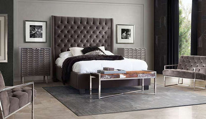 Diamond Sofa - Park Avenue Eastern King Tufted Bed with Vintage Wing in Smoke Grey Velvet - PARKAVESKEKBED veiw 11