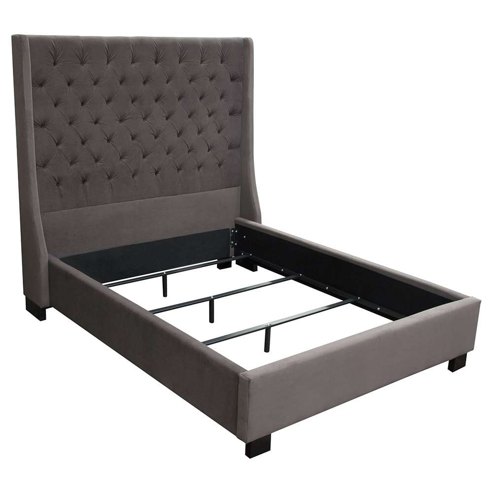 Diamond Sofa - Park Avenue Eastern King Tufted Bed with Vintage Wing in Smoke Grey Velvet - PARKAVESKEKBED veiw 12