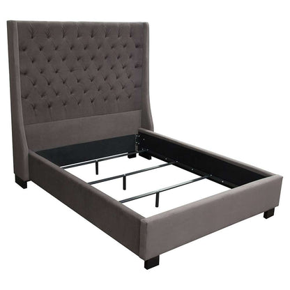 Diamond Sofa - Park Avenue Queen Tufted Bed with Vintage Wing in Smoke Grey Velvet - PARKAVESKQUBED veiw 12