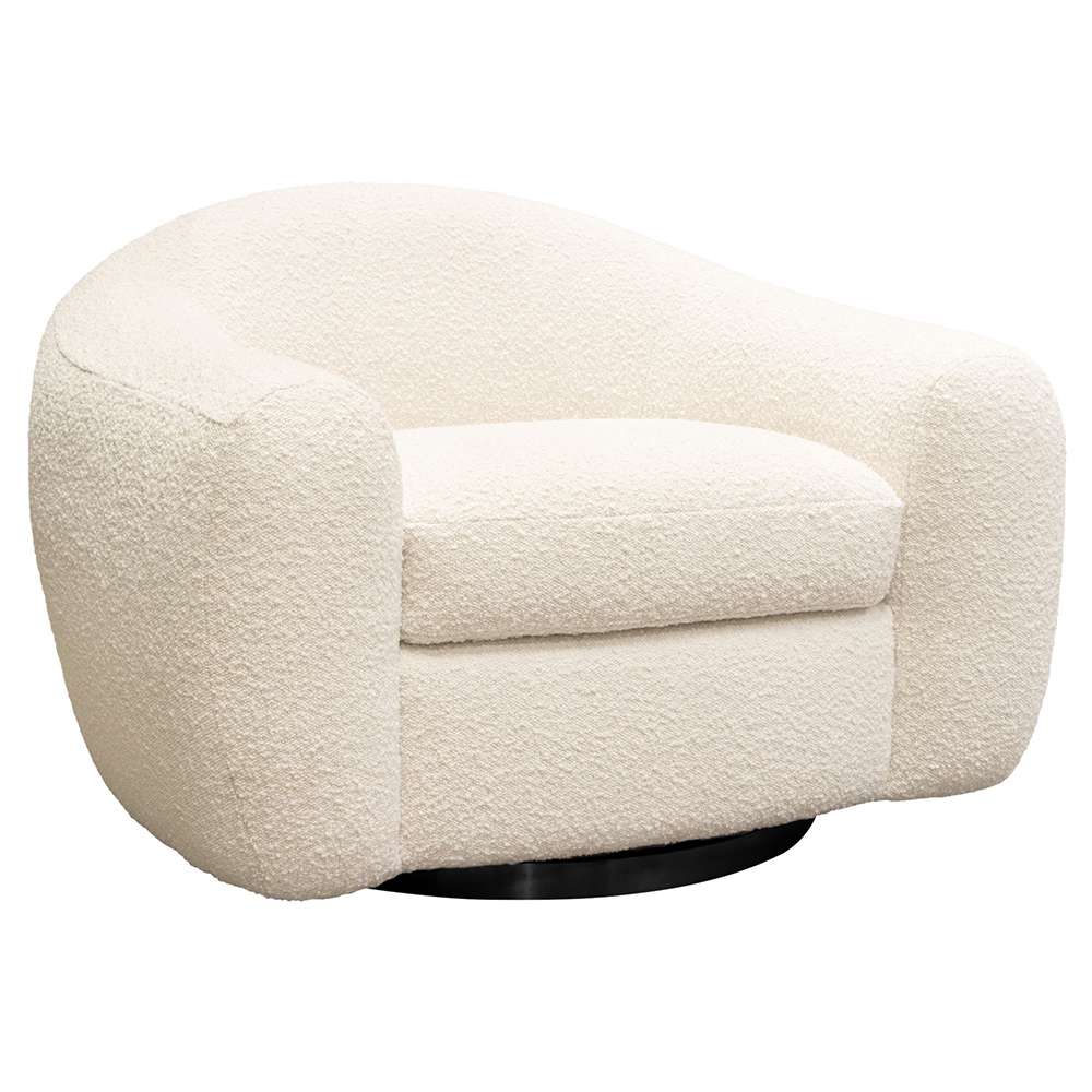 Diamond Sofa - Pascal Swivel Chair in Bone Boucle Textured Fabric w/ Contoured Arms & Back - PASCALCHBO veiw 2