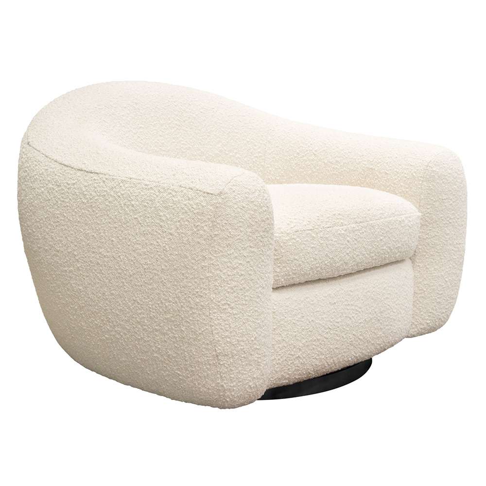 Diamond Sofa - Pascal Swivel Chair in Bone Boucle Textured Fabric w/ Contoured Arms & Back - PASCALCHBO veiw 3